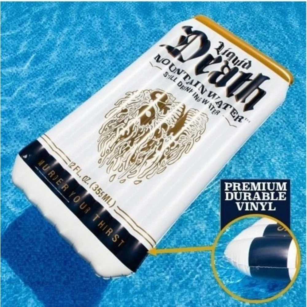 Liquid Death 6' Pool Float: Adult Novelty Water Inflatables Quench‎ Your Thirst